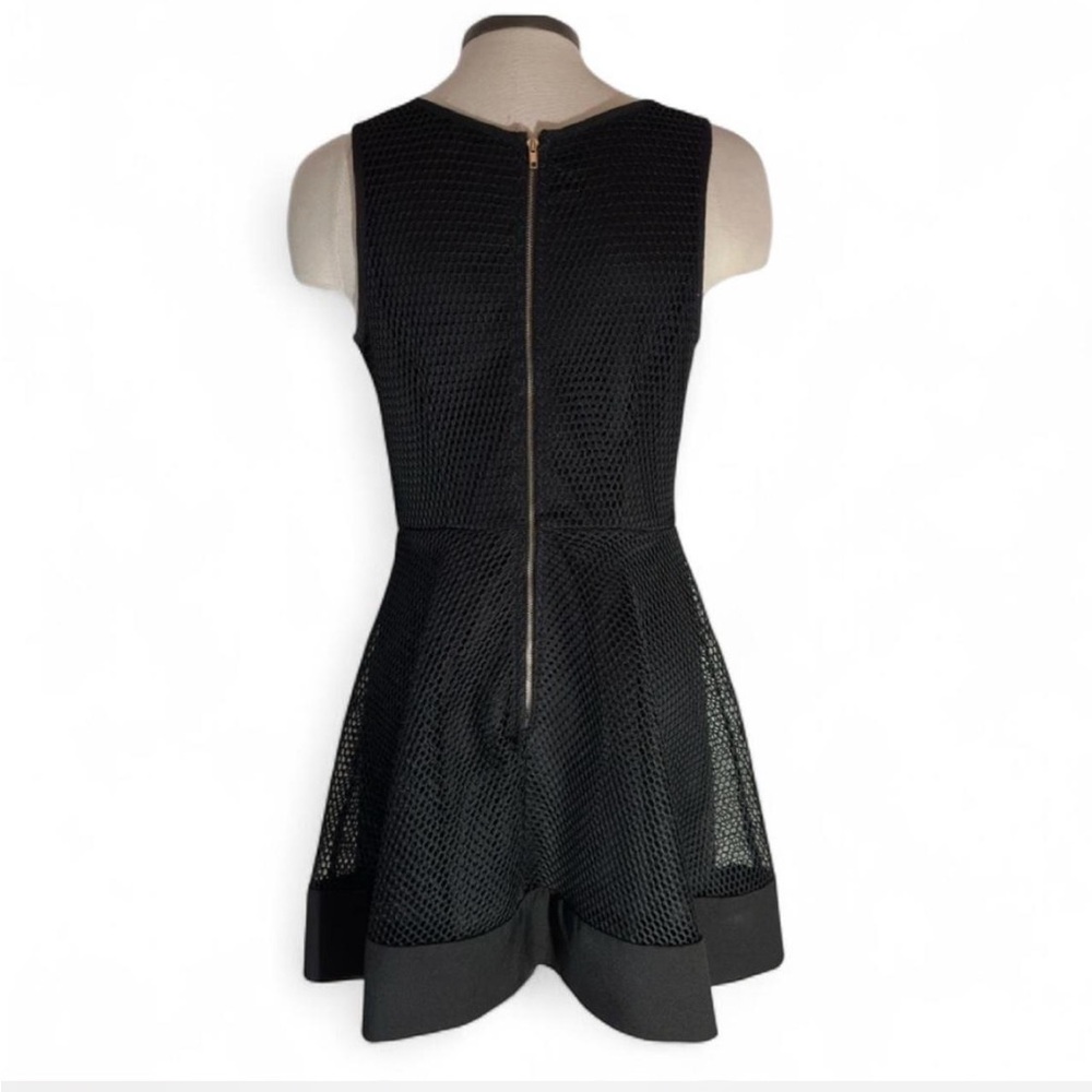 Forever 21 Black Textured Mesh Skater Mini Dress Size M Whimsigoth Witchy Party